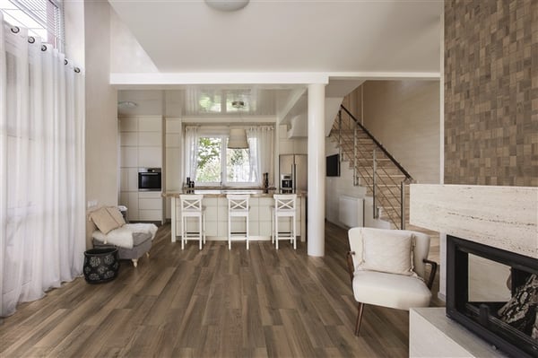 Wood grain porcelain tile plank flooring